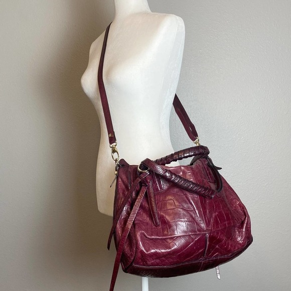 Luana Handbags - Luana Purple Leather Satchel Crossbody Bag EUC